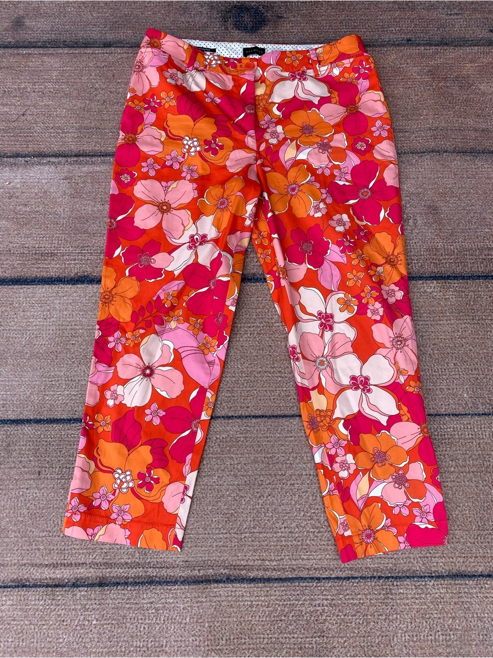 Talbots groovy flower power stretch poplin floral cropped pants 10 - Picture 2 of 8